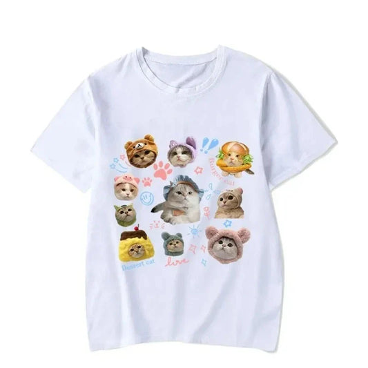 Kittens Avatar Blouse Women's T-shirt Female Y2k Clothes Girls Kawaii Tops House Pet Print Streetwear Cute Cat Graphic Clothing