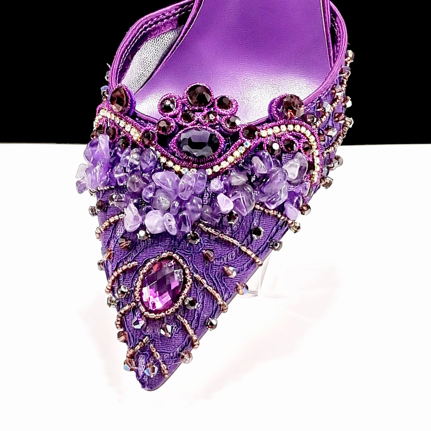 Women High Heel Party For Purple Color Shoes and Bag Set Rhinestone Handbag Italian Design Wedding INS 2025