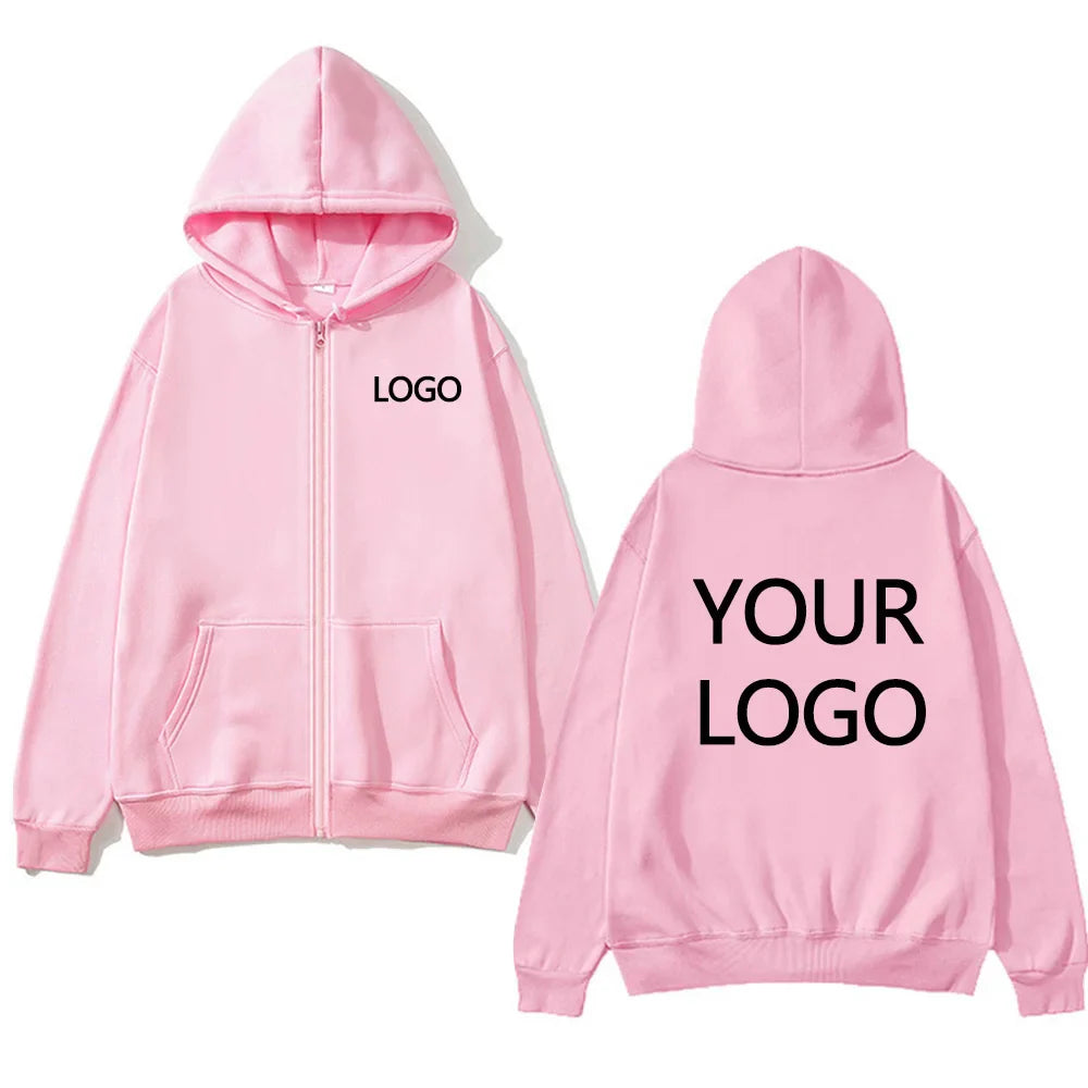 DIY Personalised customised logo, men's street hoodie, zip front sports sweatshirt, women's casual knitted hoodie, couple's gift