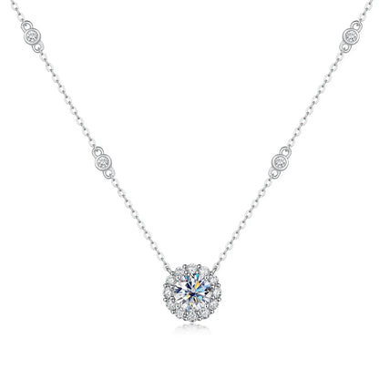 1CT GRA Certified Moissanite Necklace for Women Lab Created Diamond 925 Silver Pendants 18k Gold Plated Jewelry