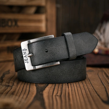 A men's and women's casual retro belt Western style! PU leather belt with metal buckle, suitable for daily work wear