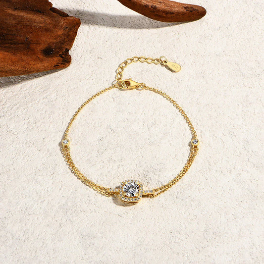 Bracelet en Moissanite de Luxe pour Femme 6,5 mm 1,0 ct, en Argent Sterling s925, Chaîne Tennis Ajustable, Bijoux Fins de Fiançailles