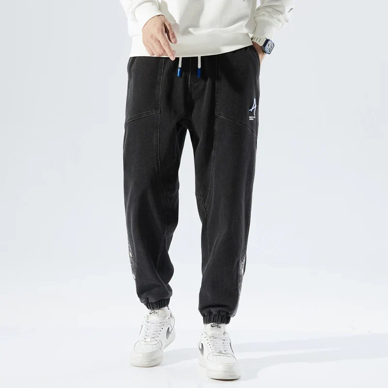 Spring Autumn Plus Size Baggy Jeans Men Hip Hop Streetwear Harem Pants Fashion Embroidery Stretch Cotton Casual Jogger Jeans 8XL