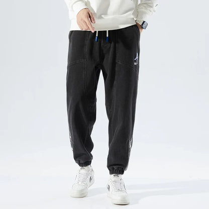 Spring Autumn Plus Size Baggy Jeans Men Hip Hop Streetwear Harem Pants Fashion Embroidery Stretch Cotton Casual Jogger Jeans 8XL