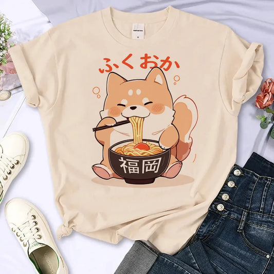 Shiba Inu top women anime tshirt female designer clothing
