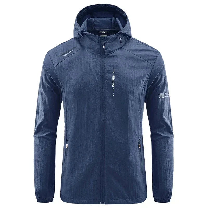UPF50+ Summer Outdoor Quick Dry Sun-Protective Thin Jacket Men Hiking Fishing Cycling Hooded Gym Sport Ultra Light Windbreaker