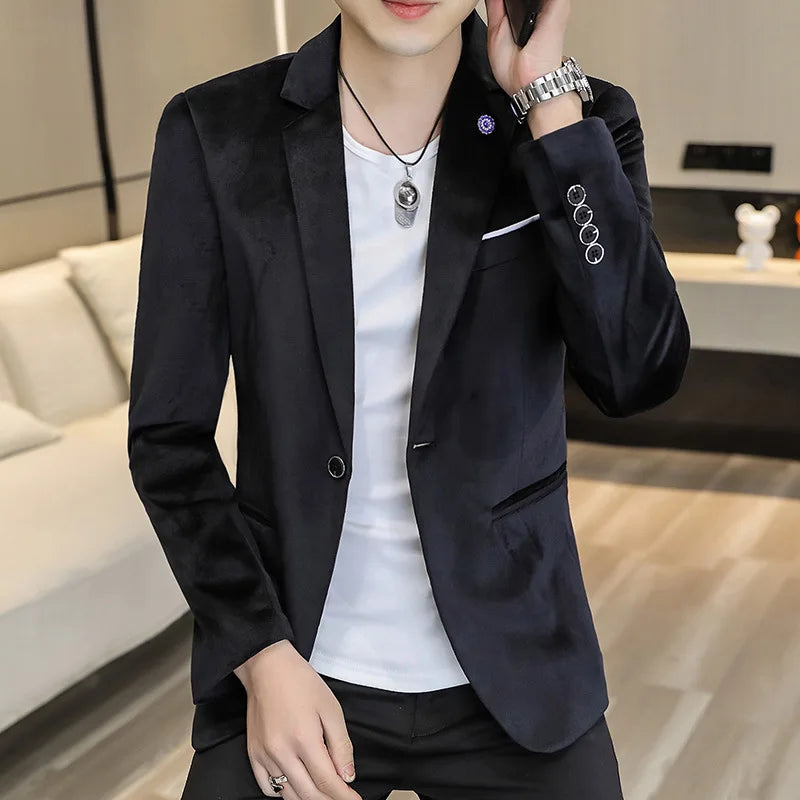 2026 New Stylish Red Mens Slim Fit Casual Blazers Green or Black Optioned Business Leisure Blue Suit Jacket, Asian Size M-4XL