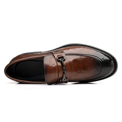 New Fashionable Men's Casual Loafers  Comfortable And Classic  Formal Business Casual Shoes  Metal-Decorated Wedding Party Shoes