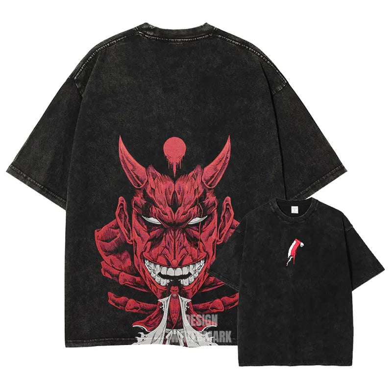 Anime B-Bleach T-Shirt Oversized Vintage Washed Zaraki Kenpachi T-Shirts Retro Harajuku Ichigo Rukia Tops Tees Man 100% Cotton
