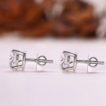 Certified 1/2/3/4/5carat Moissanite Stud Earrings for Women Men 925 Sterling Silver Sparkling Diamond Screw Back Ear Studs
