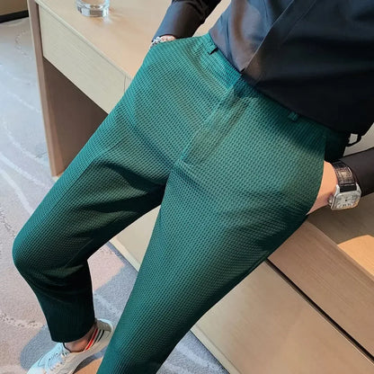 Spring Summer Men's Smart Casual Suit Pants Fashion Slim Fit Solid Color Youthful Vitality Suit Trousers Men Korean Dress Pants