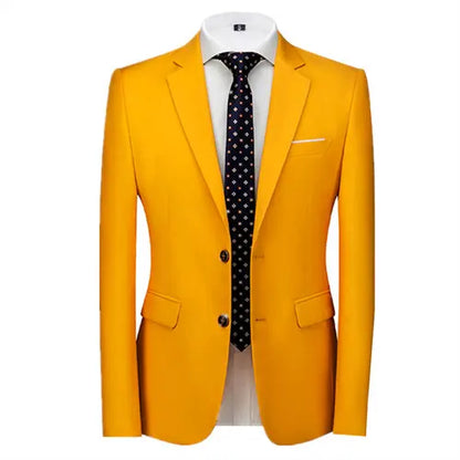 2026 New Men's Green Suit Jacket, Two Button V-Neck Coat, Wedding Party Formal Dress Tops Blue Red Yellow Green Blazers