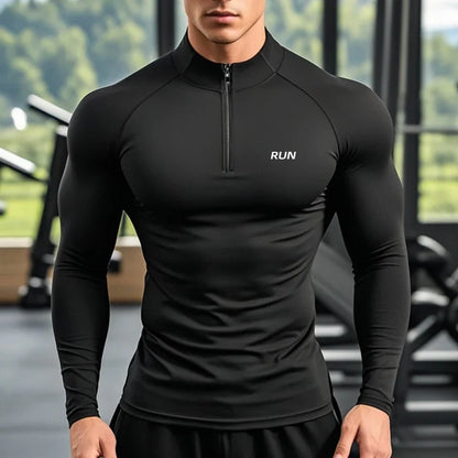 Running T-shirts Men Compression Long Sleeve Sports Polo Shirts Trainning & Exercise Gym Fitness Quick Drying Sportswear