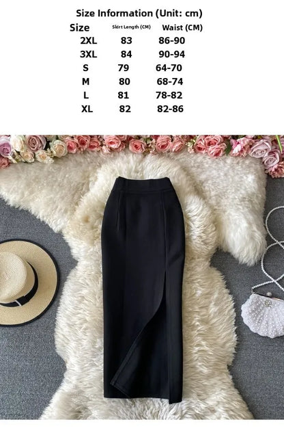 Ele High Waist Midi Skirt Slim Fit Pure Color Asymmetrical OL Busin Women's Faion Spring Ci Commute High Waist