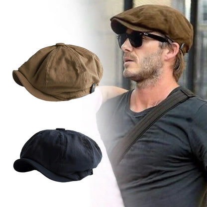 British Style Newsboy Men Cotton Ascot Dad Khaki Male Spring Autumn Vintage Brand Octagonal Flat