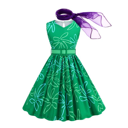 Cartoon Movie Cosplay Costumes Halloween Girls Joy Sadness Dress Kids Print Frocks Children Soft Sleepwear Carnival Sets