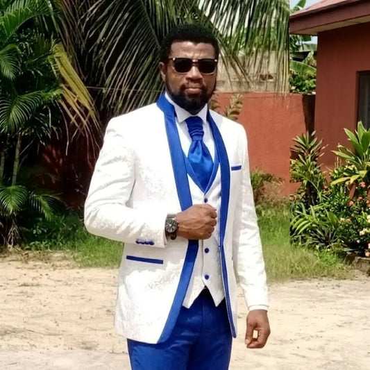 Floral Pattern Wedding Suits for Man Slim Fit Men Suits with Stand Collar 3 Pieces Groom Tuxedo Blazer Vest Pants Set 2026