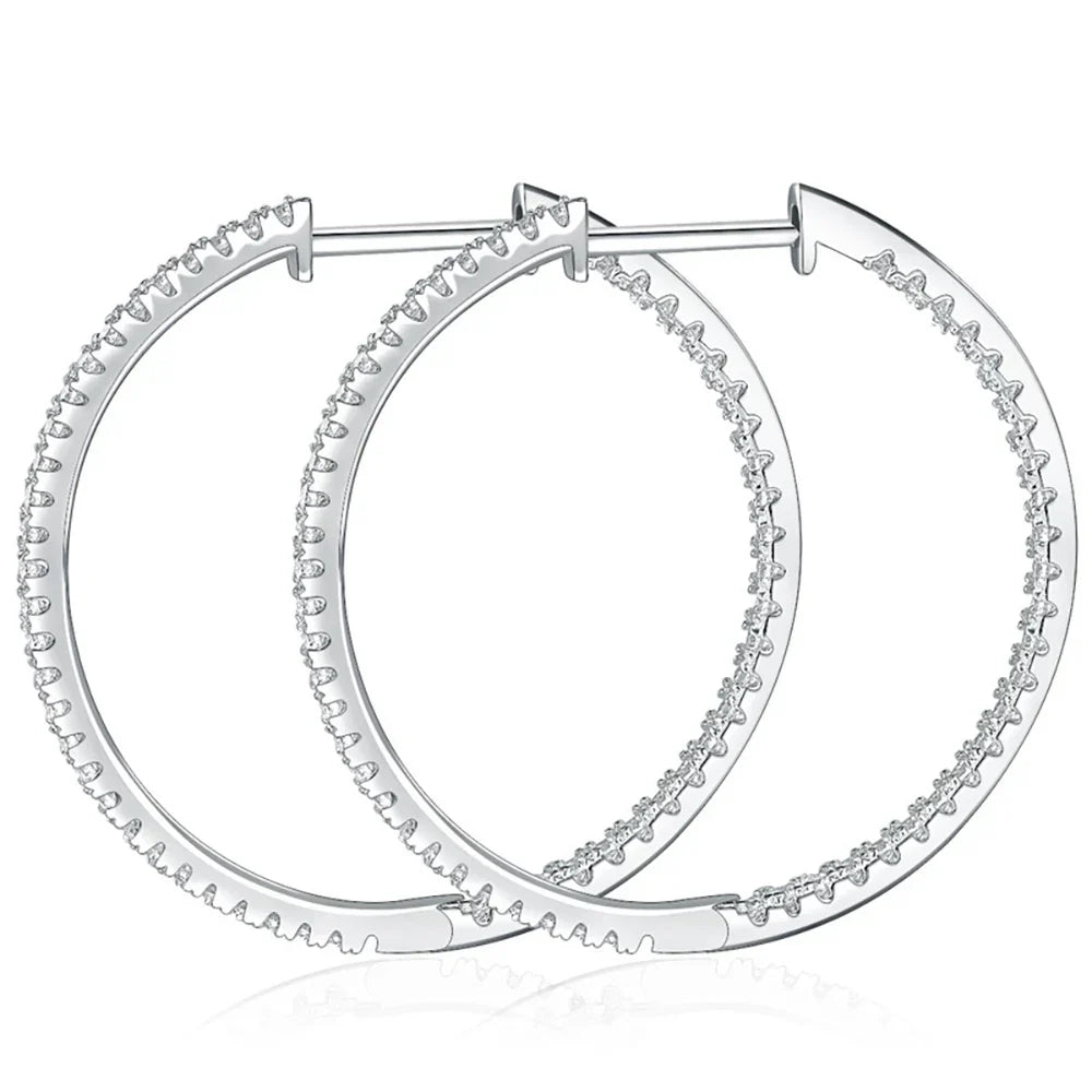 1.2mm Moissanite Hoop Earrings for Women European and American Circle S925 Sterling Silver Sparkling Diamond Earring Jewelry