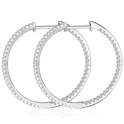 1.2mm Moissanite Hoop Earrings for Women European and American Circle S925 Sterling Silver Sparkling Diamond Earring Jewelry