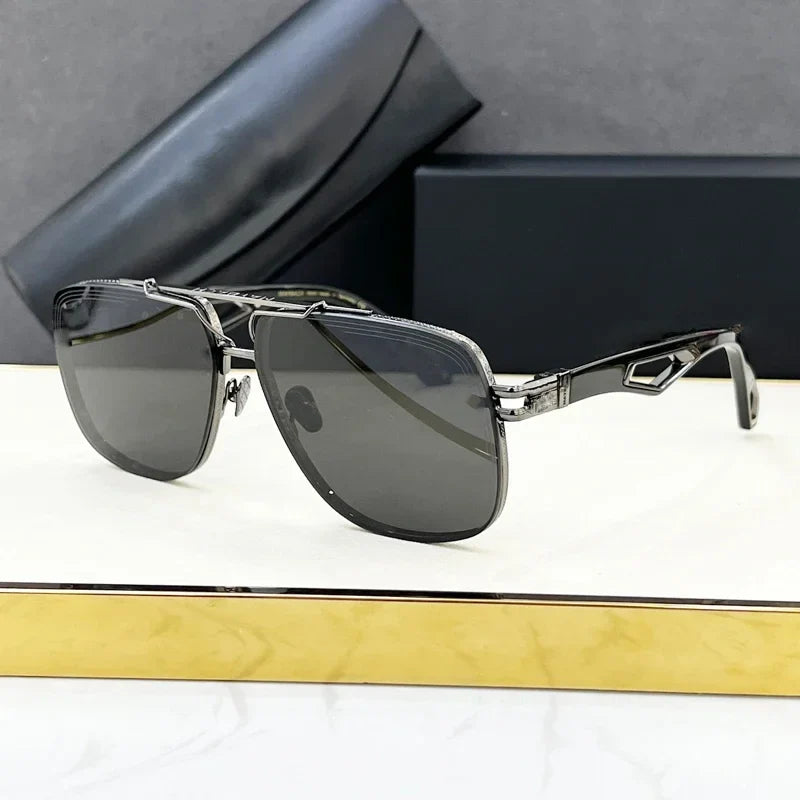 Luxury Me's Sunglasses Large Square Women Alloy Acetate Double Bridges Handmade in Germany High Quality Gafas UV400 THE KING  II