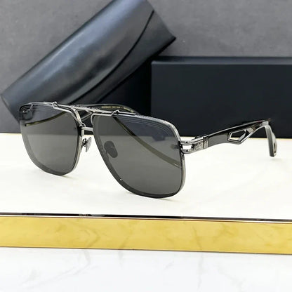 Luxury Me's Sunglasses Large Square Women Alloy Acetate Double Bridges Handmade in Germany High Quality Gafas UV400 THE KING  II