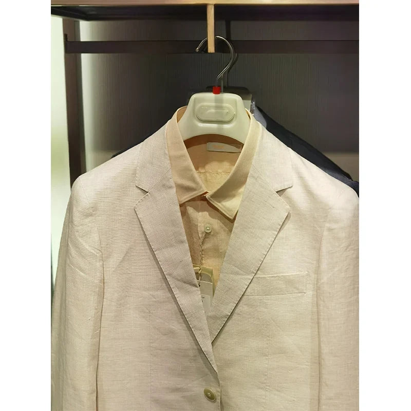 Men's Spring and Summer New Linen Blazer, Thin Vintage British Style Suit Jacket, Linen Material for Middle-Aged Business