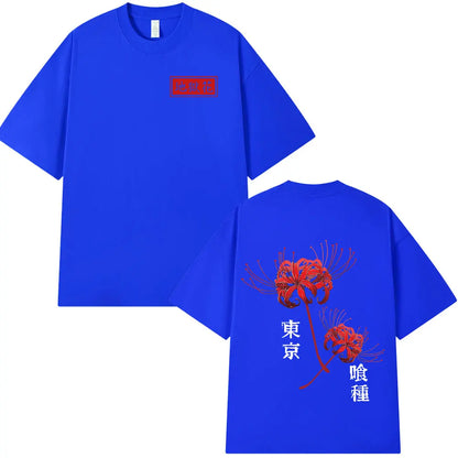 Anime Tokyo Ghoul Spider Lily T Shirt Men Women Kaneki Ken Manga Graphic Print Tee Shirt Cool Unisex Cotton T-Shirts Oversized