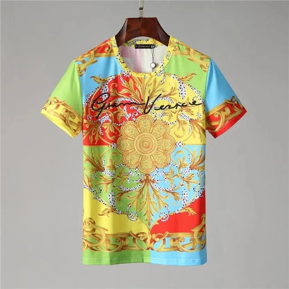 Men's And Women's Summer Casual T-shirts 3D Printed Shirts Retro Luxury Royal Flowers Street Fashion Oversized Clothing Tops