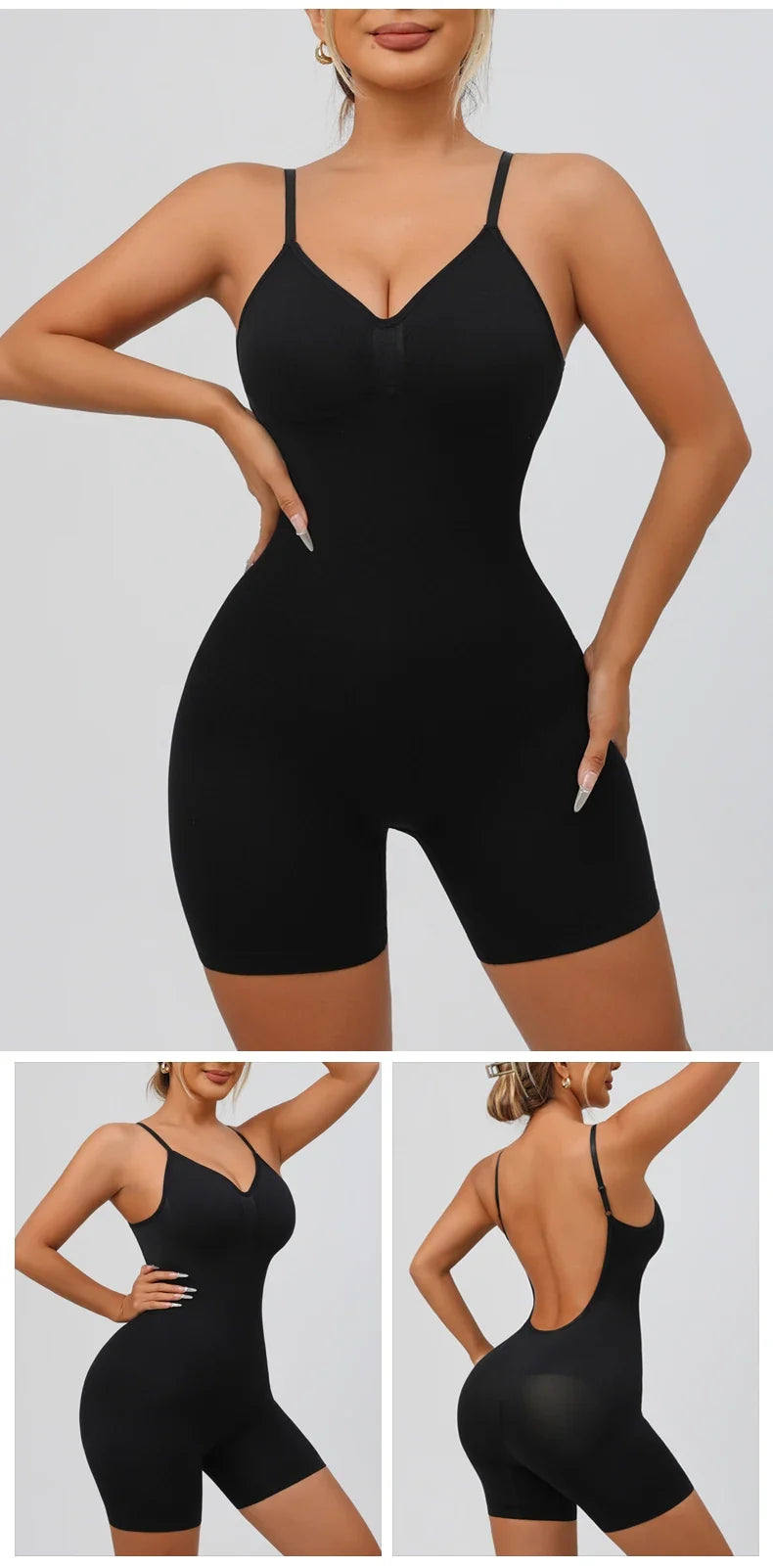 Women's Low Back Seamless Bodysuit Tummy Control Hip Lifter Full Body Shaper Backless Shapewear Jumpsuit Slim Corset