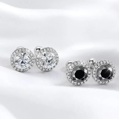 0.5-1CT Black Moissanite Studs Earring for Women Classic Wedding Jewelry 925 Sterling Silver Screw Ear Stud Birthday Gift