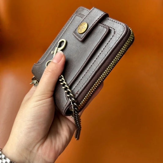 Men's Pu Leather Bi-Fold Wallet with Chain, Multiple Card Slots and Cash Compartment, Secure Snap Closure - Father's Day Gift, Gift for Dad/Husband/Boyfriend, Black Wallet, Travel Accessory, Classic Design, High-Quality Mater