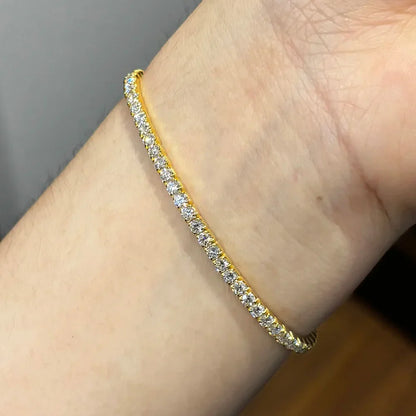 2.5/3mm Moissanite Tennis Bracelets Elastic Bangle Plated 18K Gold for Women Certified Lab Diamond Hand Chain Fine Jewelry