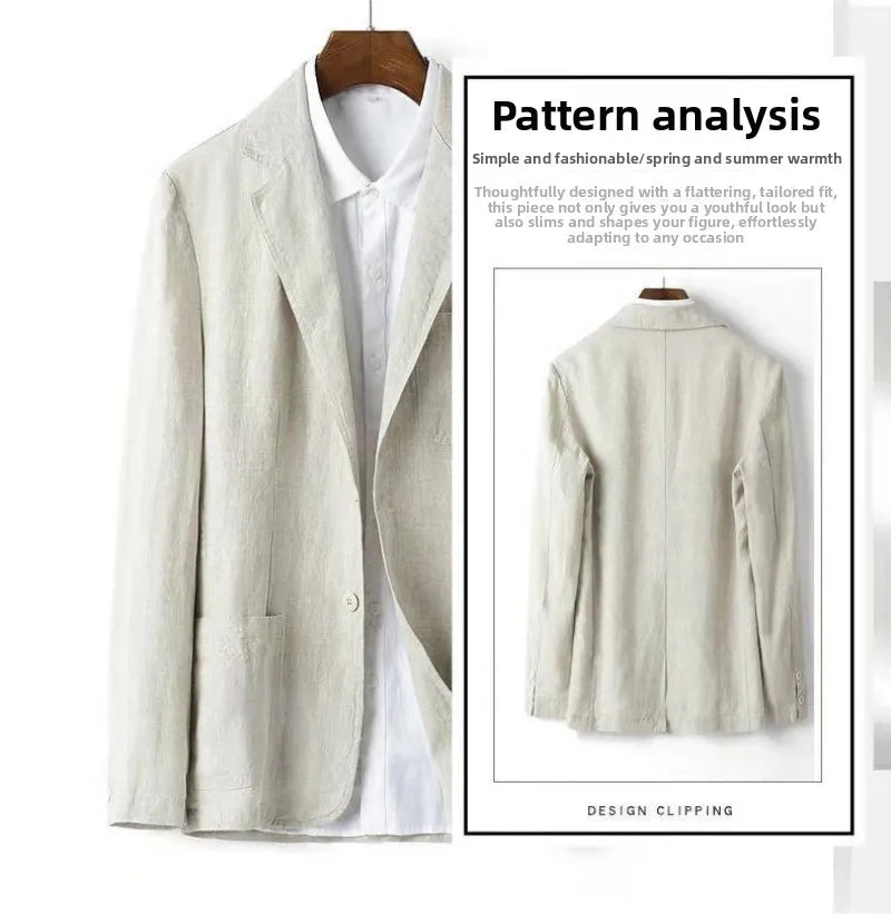 Linen Sun Protection Jacket Blazer - Men's Fashionable Business Casual Versatile and Comfortable Ice Sensation Breathable Blazer