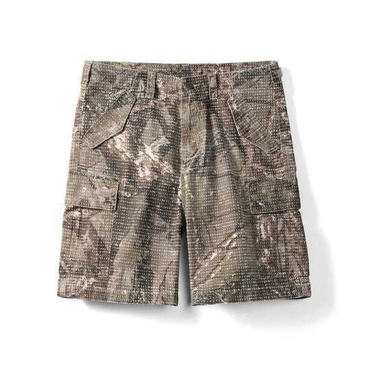 2025 Summer New  Oversize 270gsm Camouflage Cargo Shorts Men Vintage Ripped Tatical Shorts Plus Size Brand Clothing