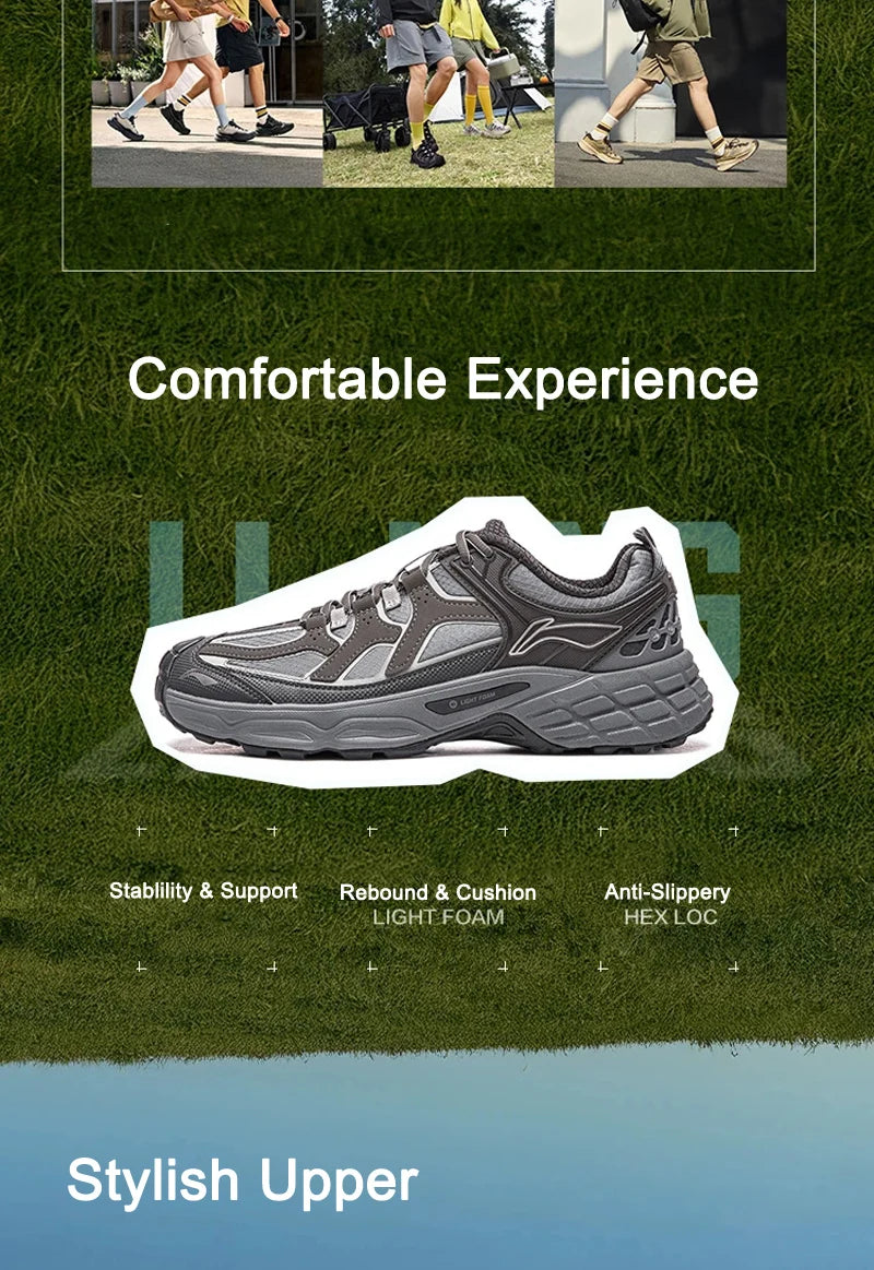 Unisex CLY SHADE Outdoor Hiking Shoes LIGHT FOAM Cushioning Soft Reflective LiNing Casual Sneakers AHTV033