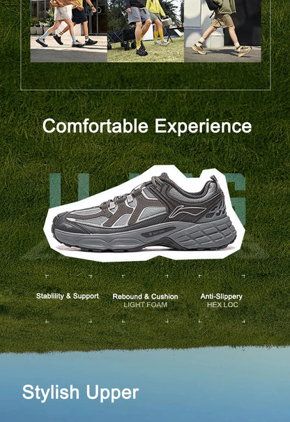 Unisex CLY SHADE Outdoor Hiking Shoes LIGHT FOAM Cushioning Soft Reflective LiNing Casual Sneakers AHTV033