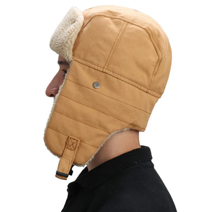 Army Military Ushanka Men&Women Windproof Winter Bomber Hats with Goggles Warm Lamb Wool Pilot Earflap Thermal Snow Cap