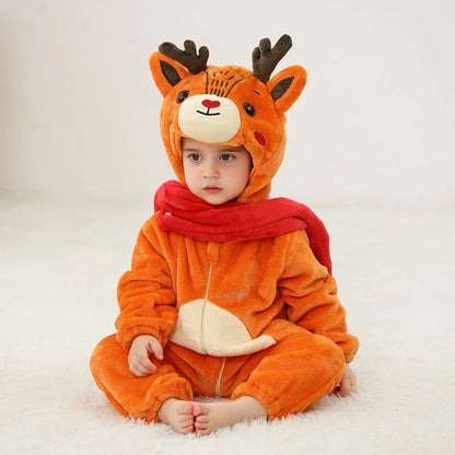 Cute Monkey Tiger Dinosaur Cosplay Costumes Boys Girls Toddler Animal Jumpsuit Baby Rompers Infant Clothes Pyjamas Kids Kigurumi