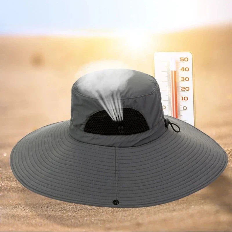 Large Brim Polyester Sun Hat UV Protection Breathable Mesh Cap Foldable Men and Women Outdoor Fishing Hiking Beach Caps