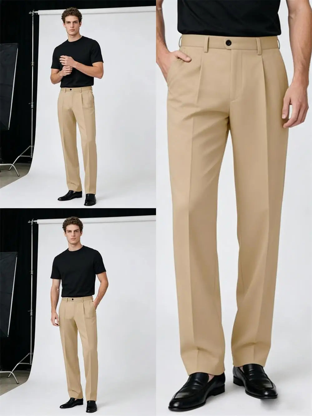 Men's Premium Pleated Wide-Leg Dress Pants Versatile Formal Casual Trousers Chinos Business Daily Office Banquet Wedding Summer