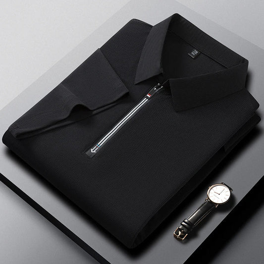 Original Quality Men's Polo Shirt High-End Solid Color Half Zipper Short Sleeve Summer Lapel T-Shirt Business Casual Menswear