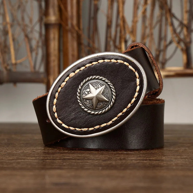 3.8CM Pure Cowhide High Quality Genuine Leather Belts for Men Strap Male Thickened Head Layer Cowhide Smooth Buckle Jeans Cintos