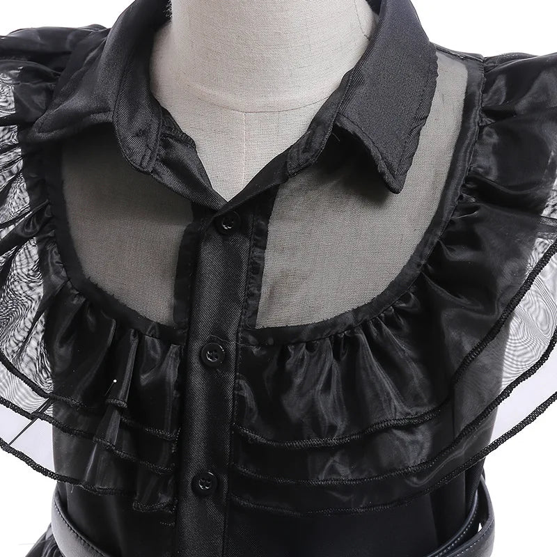 Wednesday Cosplay For Girls Costume Movie Addams Dresses for Girl Kids Mesh Party Dresses Halloween Carnival Costumes 4-12Yrs