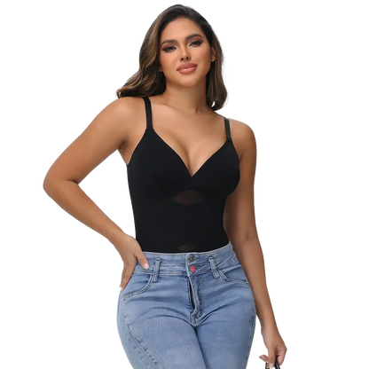Cross Waist Bodysuit Sexy Women Briefs Shapewear with Film Coaster Mesh Breathable Suspender Top Tummy Control Ladies Underwear