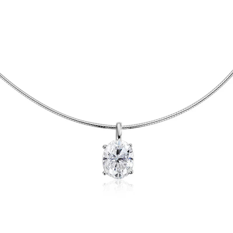 3/4/5CT Oval Cut Moissanite Pendant Necklace for Women Men Lab Diamond Classic Solitaire Chain Real 925 Sterling Silver