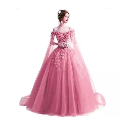 Long Wrap Red Of Shoulder Lady Girl Women Prom Dress Party Evening Dress Performance Dress Wedding Sand Bridesmaid Guest Dress