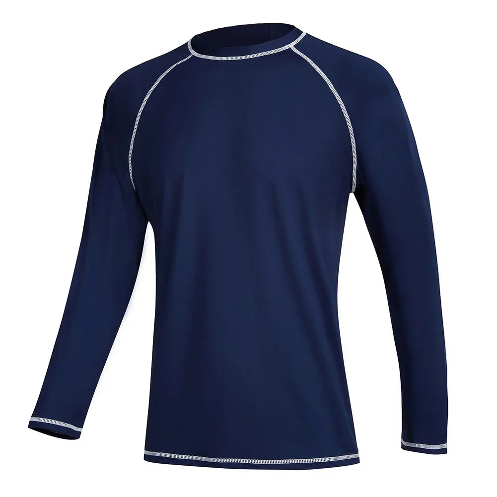 Men's Long Sleeve Swim Shirts Rashguard UPF 50+ UV Sun Protection Shirt Athletic Workout Running Hiking T-Shirt Swimwear