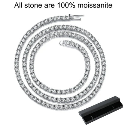 2.5-6.5mm Full Moissanite Tennis Necklace for Women Sparkling Diamond Pendant 925 Sterling Silver Fine Jewelry Gift GRA
