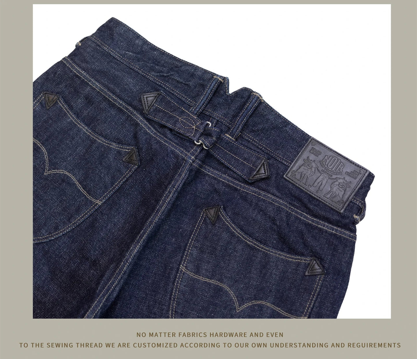 Red Tornado NOIR 18oz Indigo Selvedge Denim Jeans One-wash with Cinch-Back and Arcuate Stitching