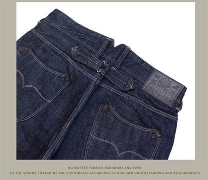 Red Tornado NOIR 18oz Indigo Selvedge Denim Jeans One-wash with Cinch-Back and Arcuate Stitching